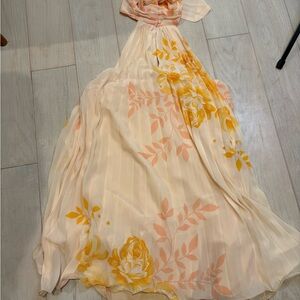 Floral Maxi Dress in Cream and Orange